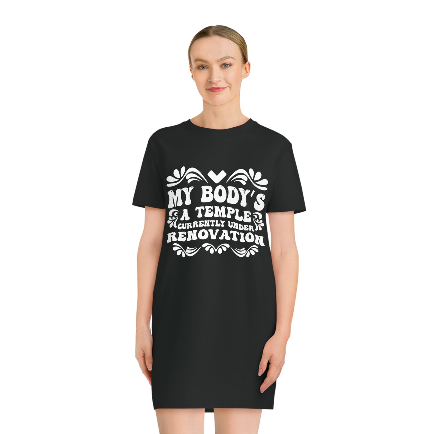 My Body's A Temple..., Women's Spinner T-Shirt Dress, Printed