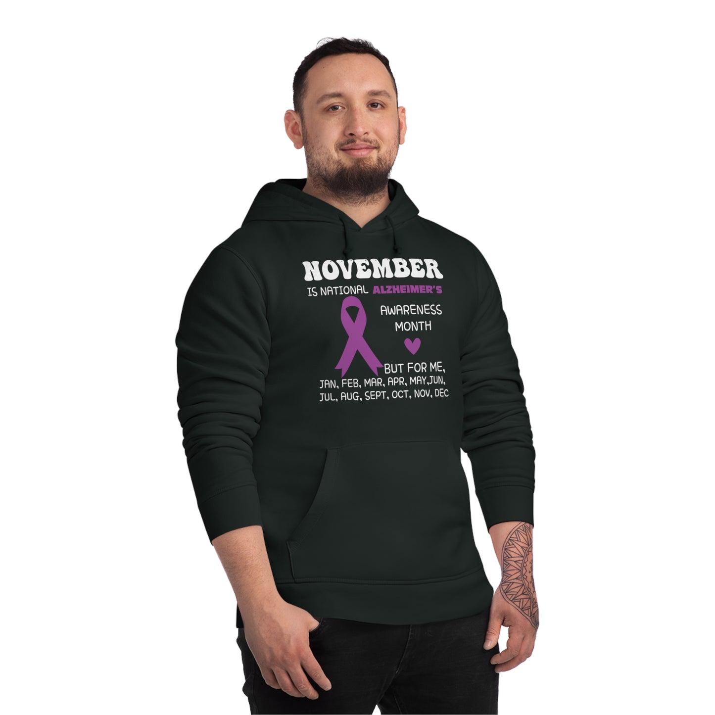 Awareness Month - Alzheimer's, Unisex Organic Drummer Hoodie, Printed