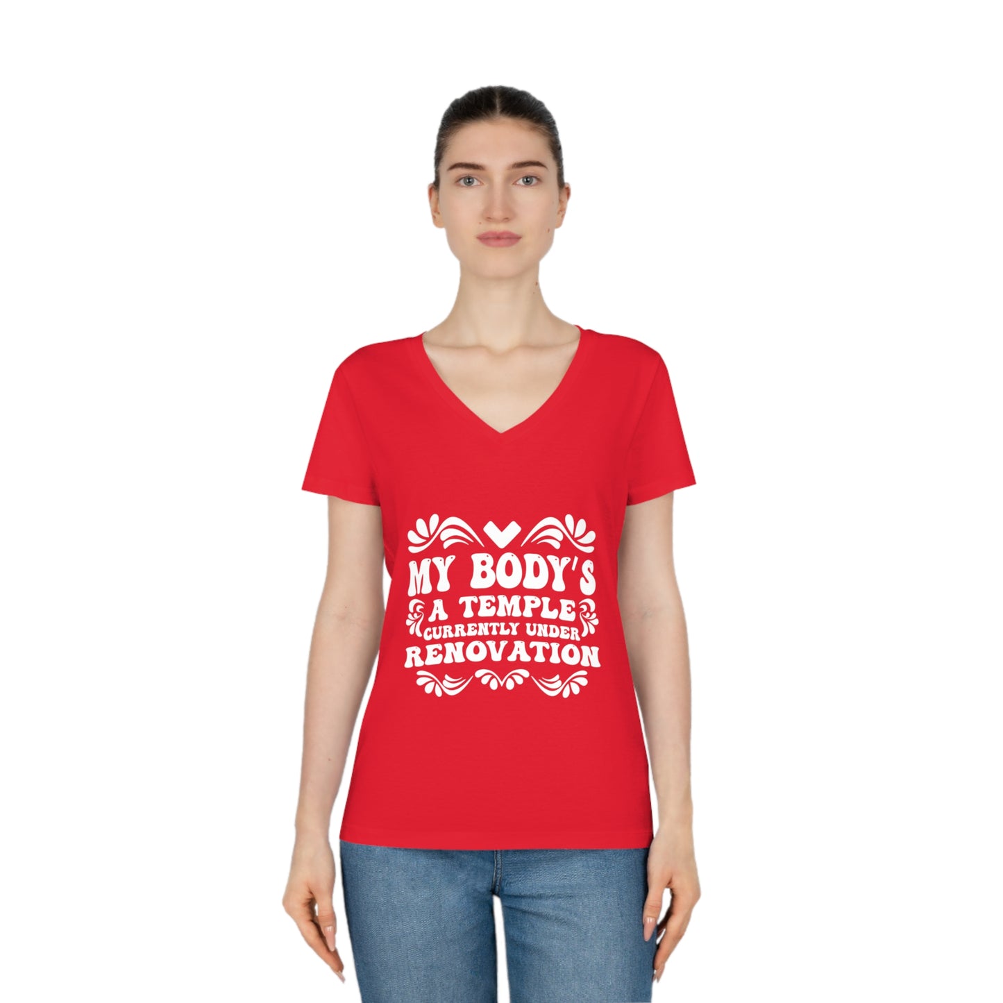 My Body's A Temple..., Women's Evoker V-Neck T-Shirt, Printed