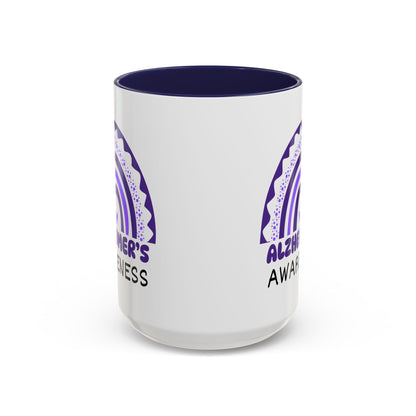 Alzheimer's Disease Big Awareness Rainbow | Lead-free Accent Coffee Mug (11, 15oz)