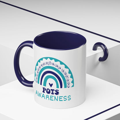 POTS Big Awareness Rainbow | Lead-free Accent Coffee Mug (11, 15oz)