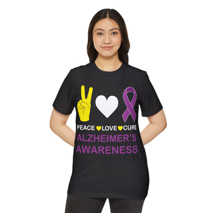 Peace Love Cure - Alzheimer's, Unisex Organic Cotton T-shirt, Printed