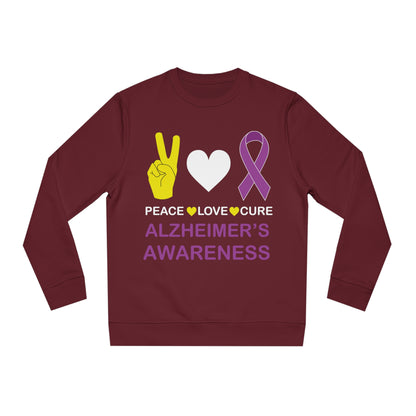 Peace Love Cure - Alzheimer's, Unisex Organic Sweatshirt, Printed