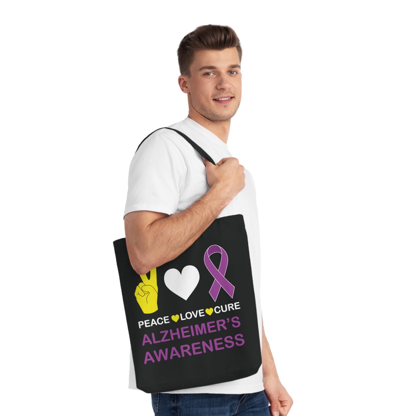 Peace Love Cure - Alzheimer's, Organic Tote, Printed