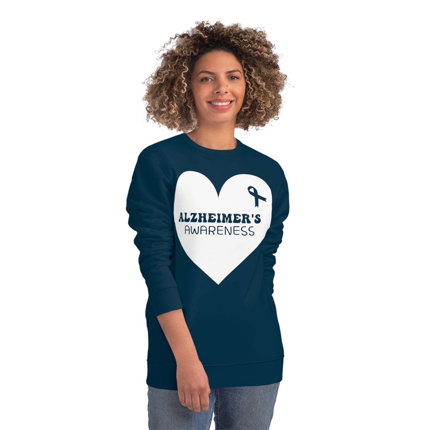 Awareness Heart - Alzheimer's, Unisex Organic Sweatshirt, Printed