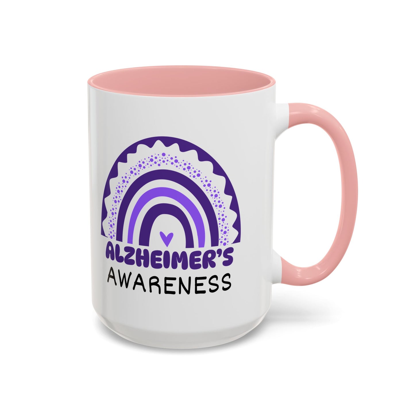 Alzheimer's Disease Big Awareness Rainbow | Lead-free Accent Coffee Mug (11, 15oz)