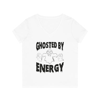 Ghosted by Energy with Spooky Ghosts, Women's Evoker V-Neck T-Shirt, Printed