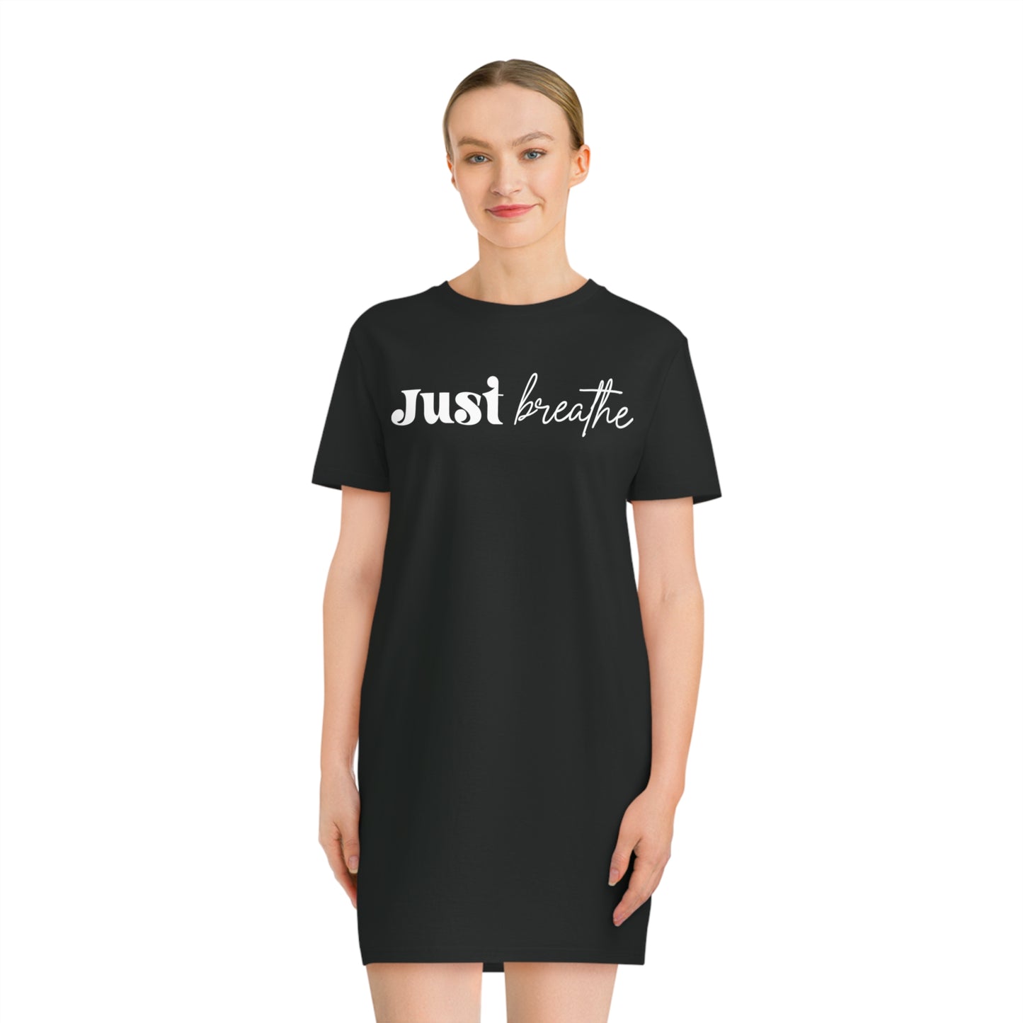 Just Breathe, Women's Spinner T-Shirt Dress, Printed