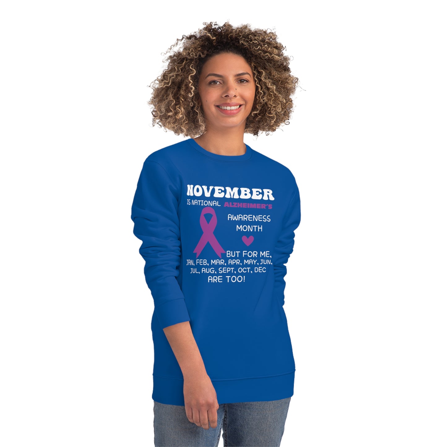 Awareness Month - Alzheimer's, Unisex Organic Sweatshirt, Printed