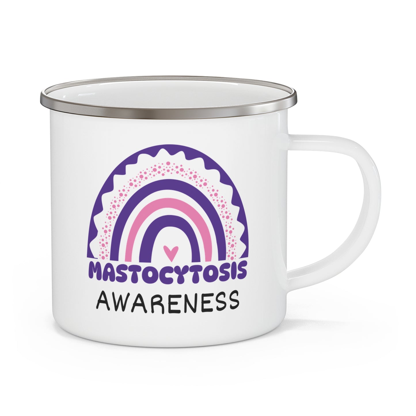 Mastocytosis Big Awareness Rainbow | Lead-free Enamel Camping Mug (12oz)