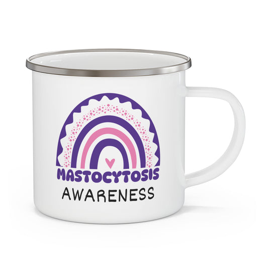 Mastocytosis Big Awareness Rainbow | Lead-free Enamel Camping Mug (12oz)