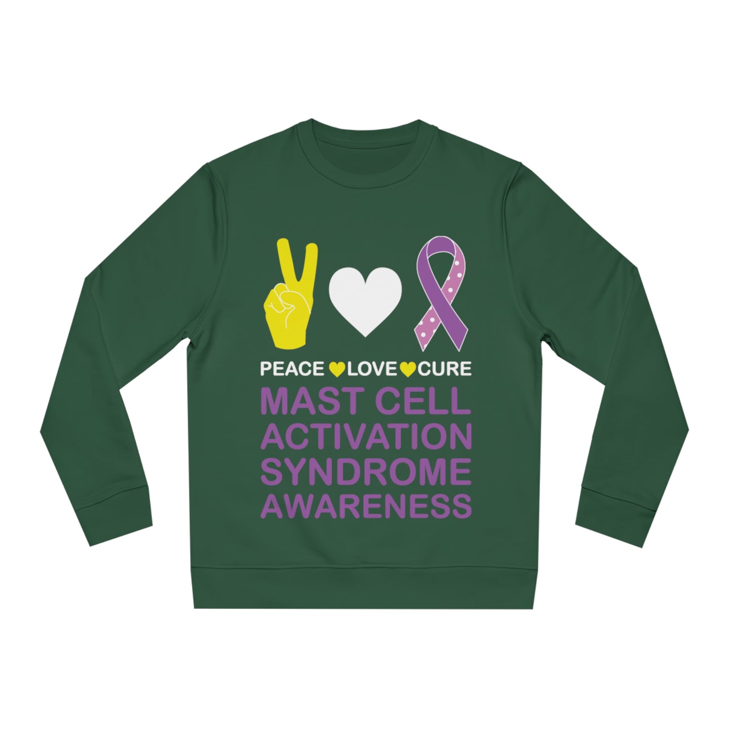 Peace Love Cure - Mast Cell Activation Syndrome, Unisex Organic Sweatshirt, Printed