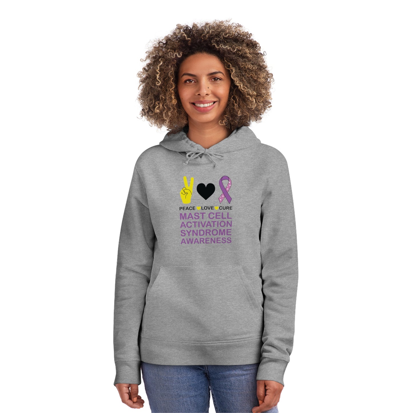 Peace Love Cure - Mast Cell Activation Syndrome, Unisex Organic Drummer Hoodie, Printed