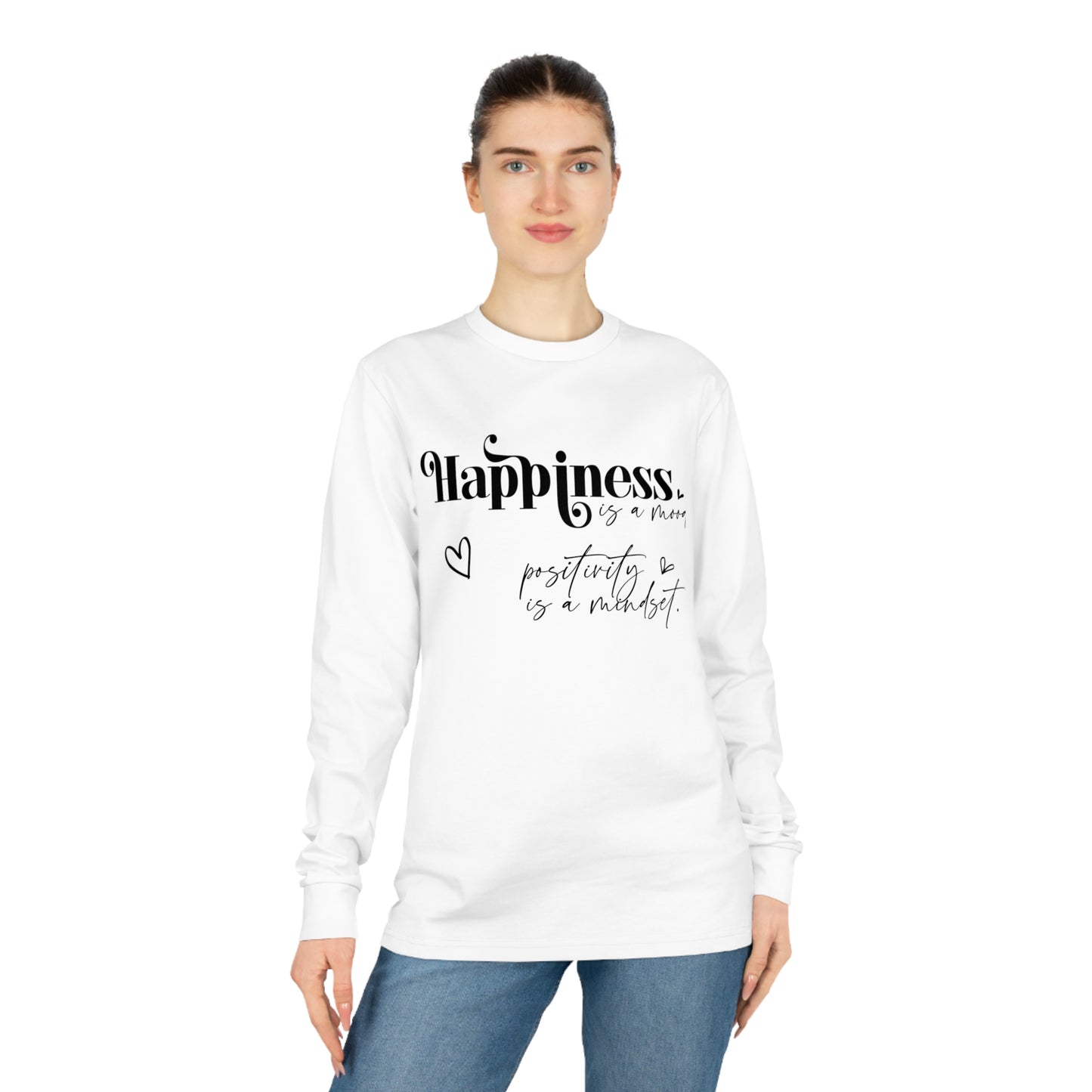 Happiness is a Mood, Unisex Organic Long Sleeve Tee, Printed