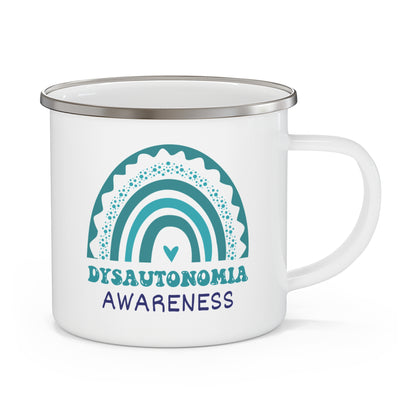 Dysautonomia Big Awareness Rainbow | Lead-free Enamel Camping Mug (12oz)