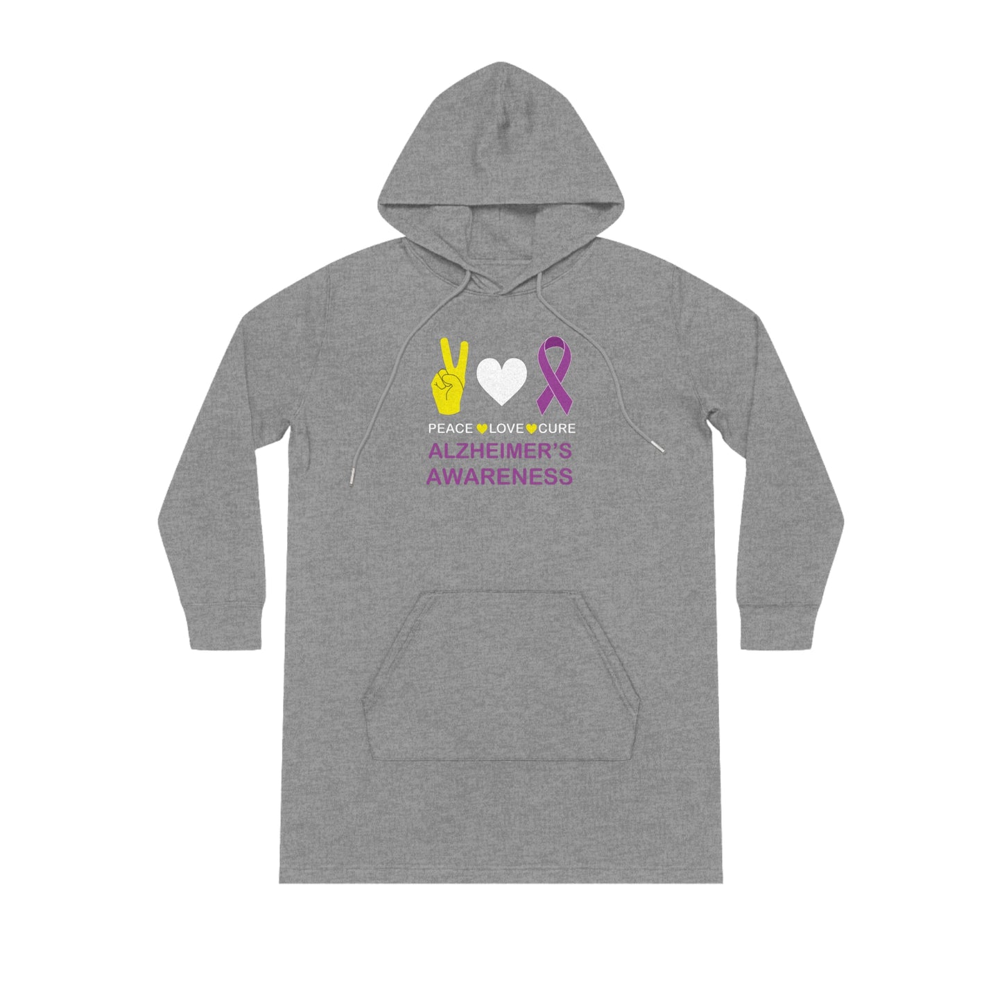 Peace Love Cure - Alzheimer's, Women's Streeter Organic Hoodie Dress (Dark), Printed