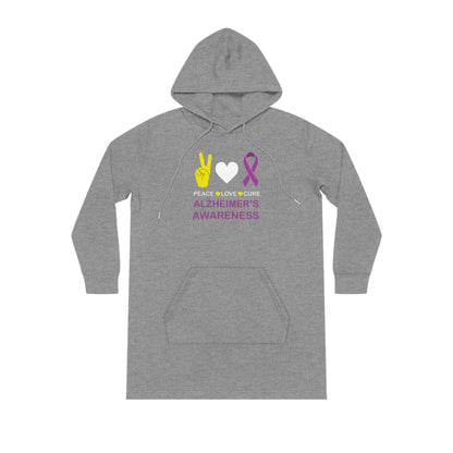 Peace Love Cure - Alzheimer's, Women's Streeter Organic Hoodie Dress (Dark), Printed