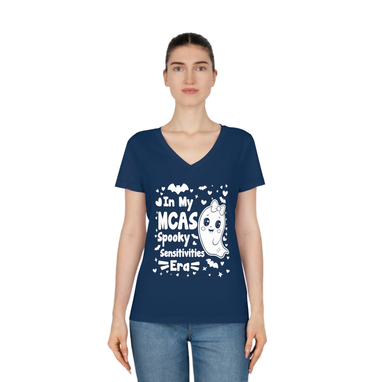 In My MCAS Spooky Sensitivities Era, Women's Evoker V-Neck T-Shirt, Printed