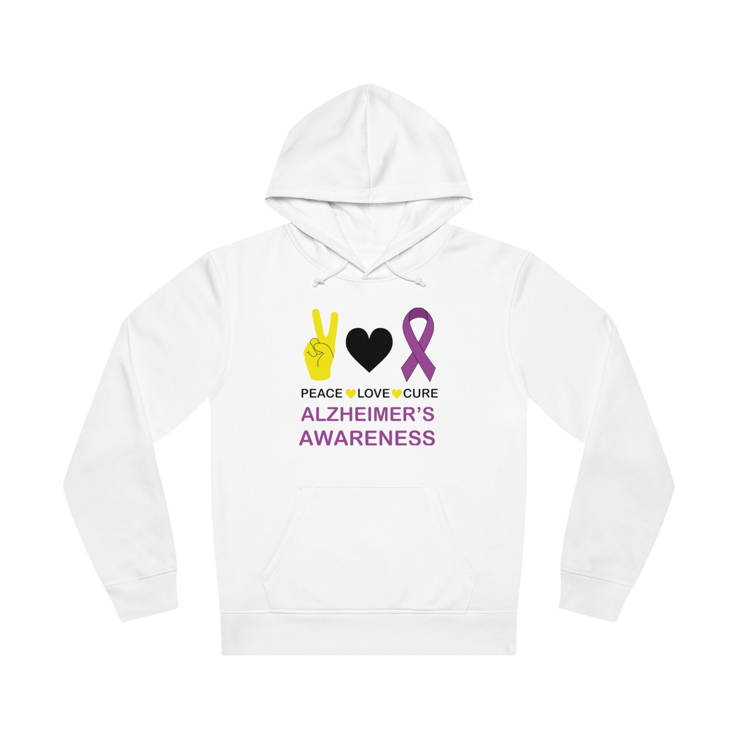 Peace Love Cure - Alzheimer's, Unisex Organic Drummer Hoodie, Printed