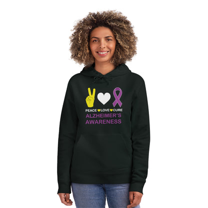 Peace Love Cure - Alzheimer's, Unisex Organic Drummer Hoodie, Printed