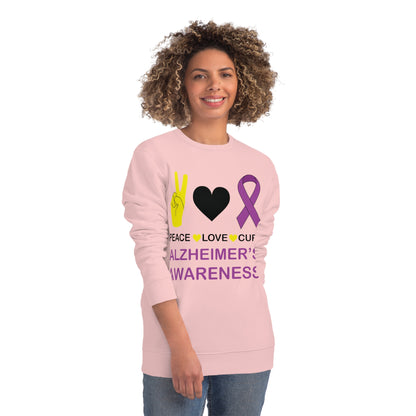 Peace Love Cure - Alzheimer's, Unisex Organic Sweatshirt, Printed