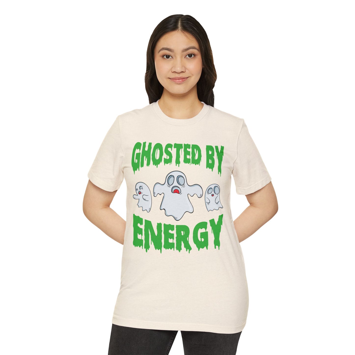 Ghosted by Energy with Spooky Ghosts, Unisex Organic Cotton T-shirt (Colorful), Printed