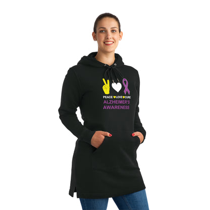 Peace Love Cure - Alzheimer's, Women's Streeter Organic Hoodie Dress (Dark), Printed