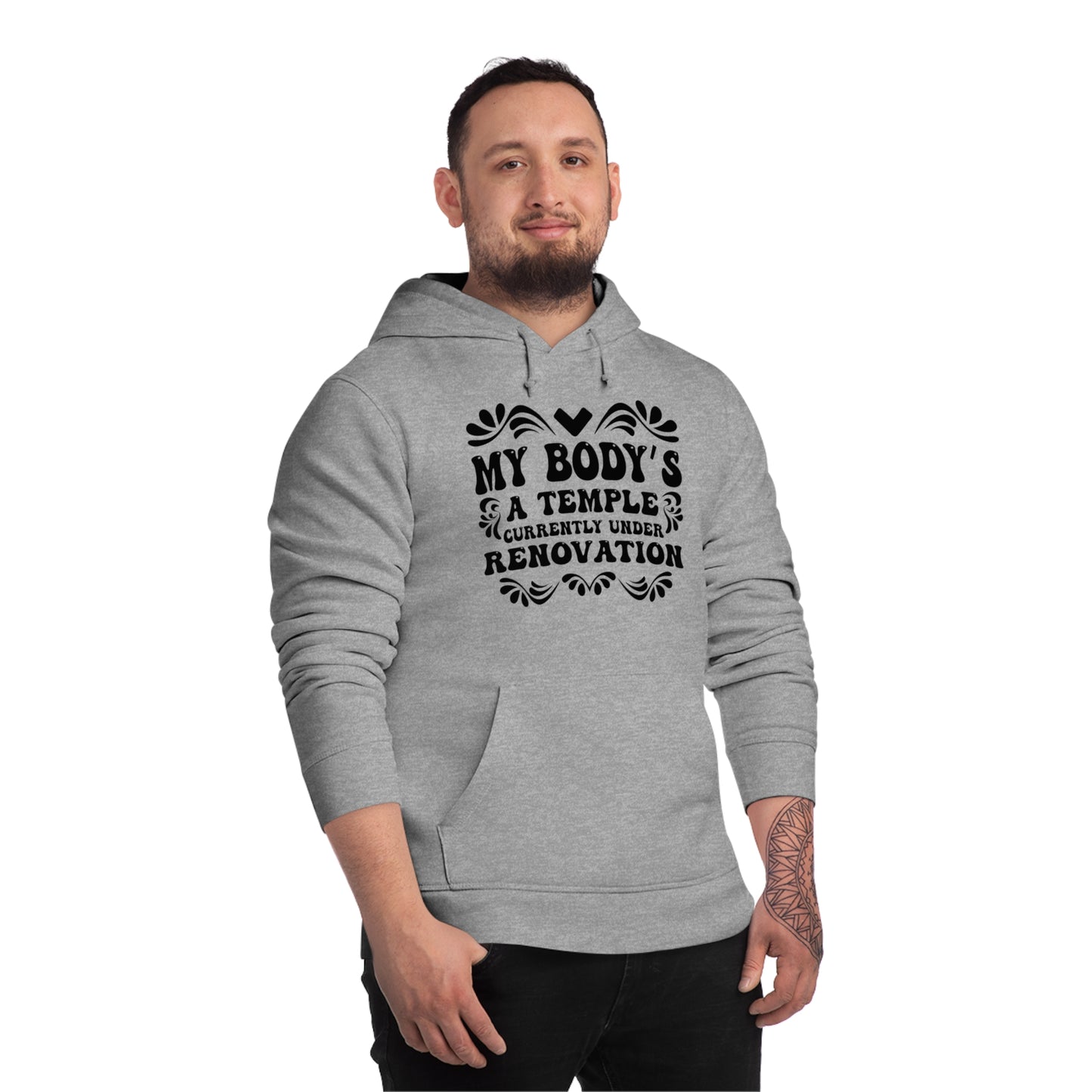 My Body's A Temple..., Unisex Organic Drummer Hoodie, Printed