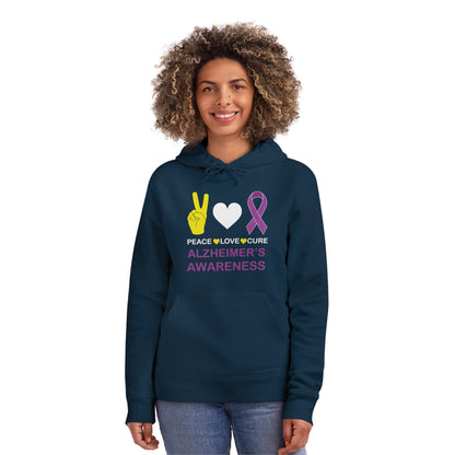 Peace Love Cure - Alzheimer's, Unisex Organic Drummer Hoodie, Printed