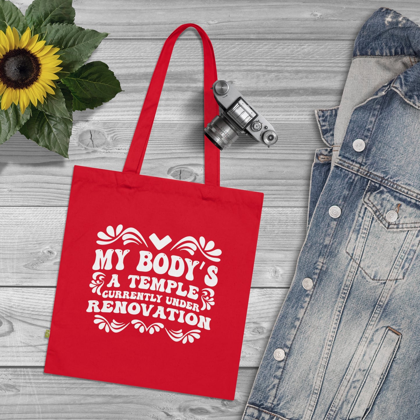 My Body's A Temple..., Organic Tote (Colorful), Printed