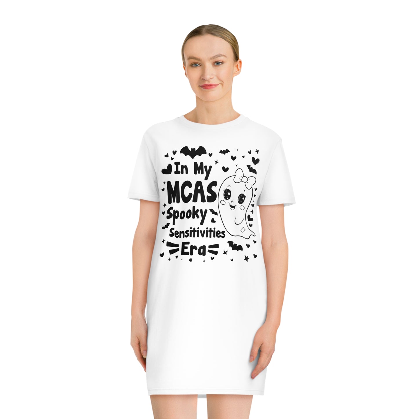 In My MCAS Spooky Sensitivities Era, Women's Spinner T-Shirt Dress, Printed