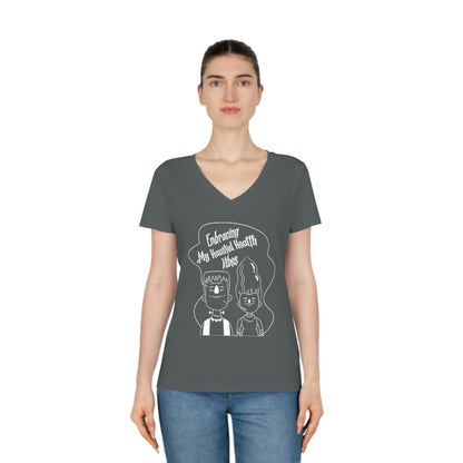 Embracing My Haunted Health Vibes, Women's Evoker V-Neck T-Shirt, Printed