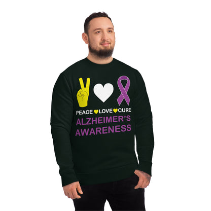 Peace Love Cure - Alzheimer's, Unisex Organic Sweatshirt, Printed