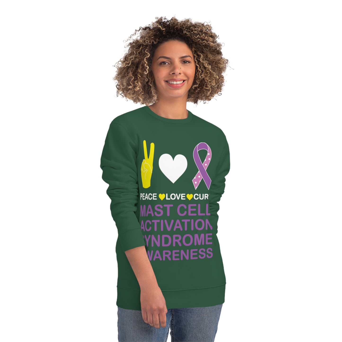 Peace Love Cure - Mast Cell Activation Syndrome, Unisex Organic Sweatshirt, Printed