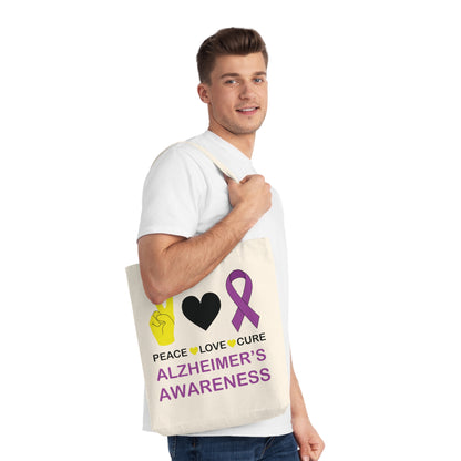 Peace Love Cure - Alzheimer's, Organic Tote, Printed