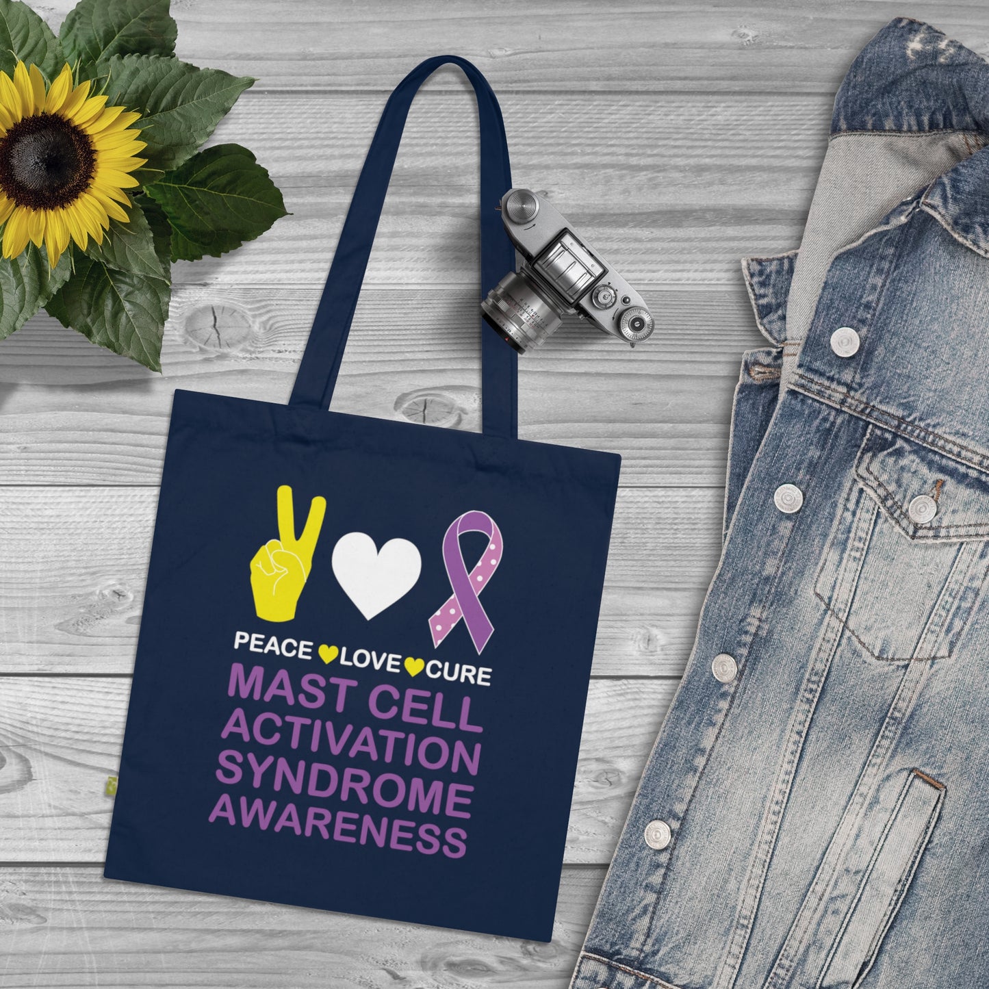 Peace Love Cure - Mast Cell Activation Syndrome, Organic Tote (Colorful), Printed