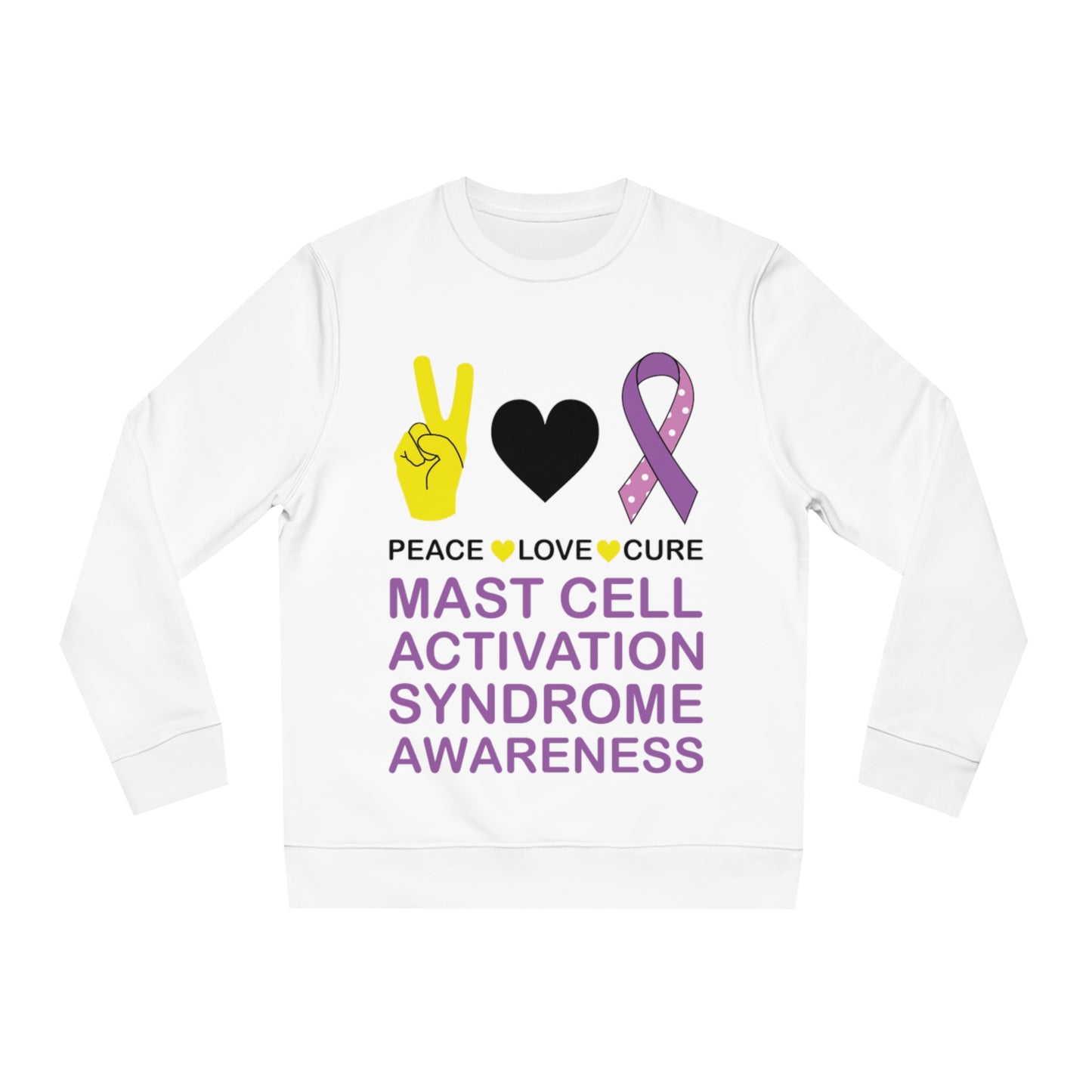 Peace Love Cure - Mast Cell Activation Syndrome, Unisex Organic Sweatshirt, Printed