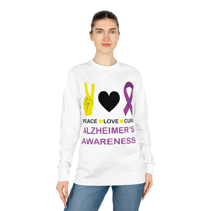 Peace Love Cure - Alzheimer's, Unisex Organic Long Sleeve Tee, Printed