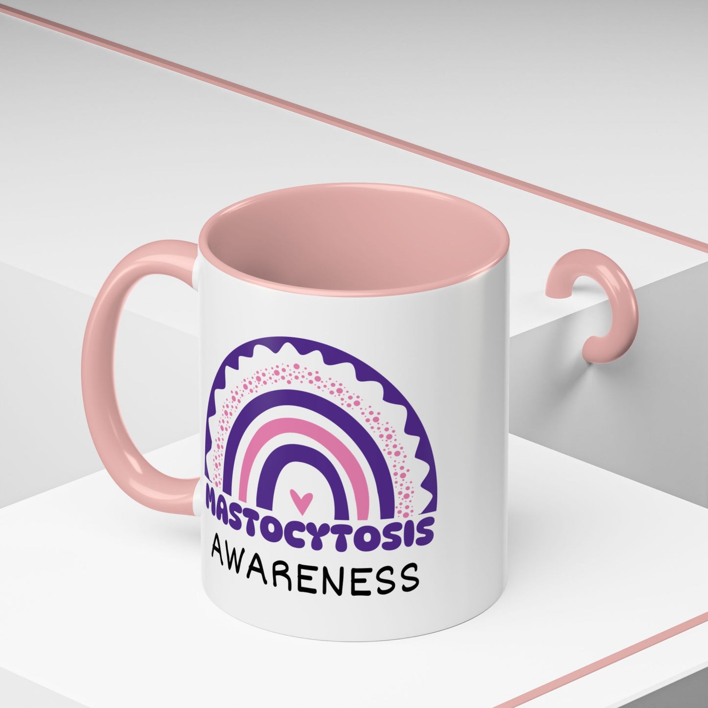 Mastocytosis Big Awareness Rainbow | Lead-free Accent Coffee Mug (11, 15oz)