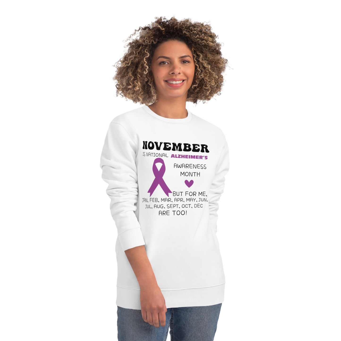 Awareness Month - Alzheimer's, Unisex Organic Sweatshirt, Printed