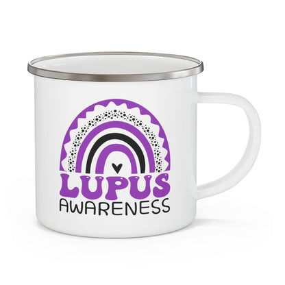 Lupus Big Awareness Rainbow | Lead-free Enamel Camping Mug (12oz)