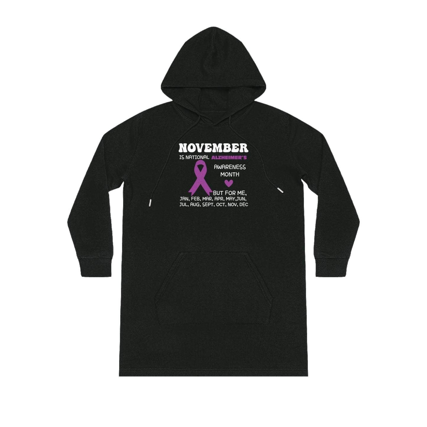 Awareness Month - Alzheimer's, Women's Streeter Organic Hoodie Dress (Dark), Printed