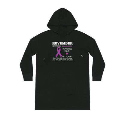 Awareness Month - Alzheimer's, Women's Streeter Organic Hoodie Dress (Dark), Printed