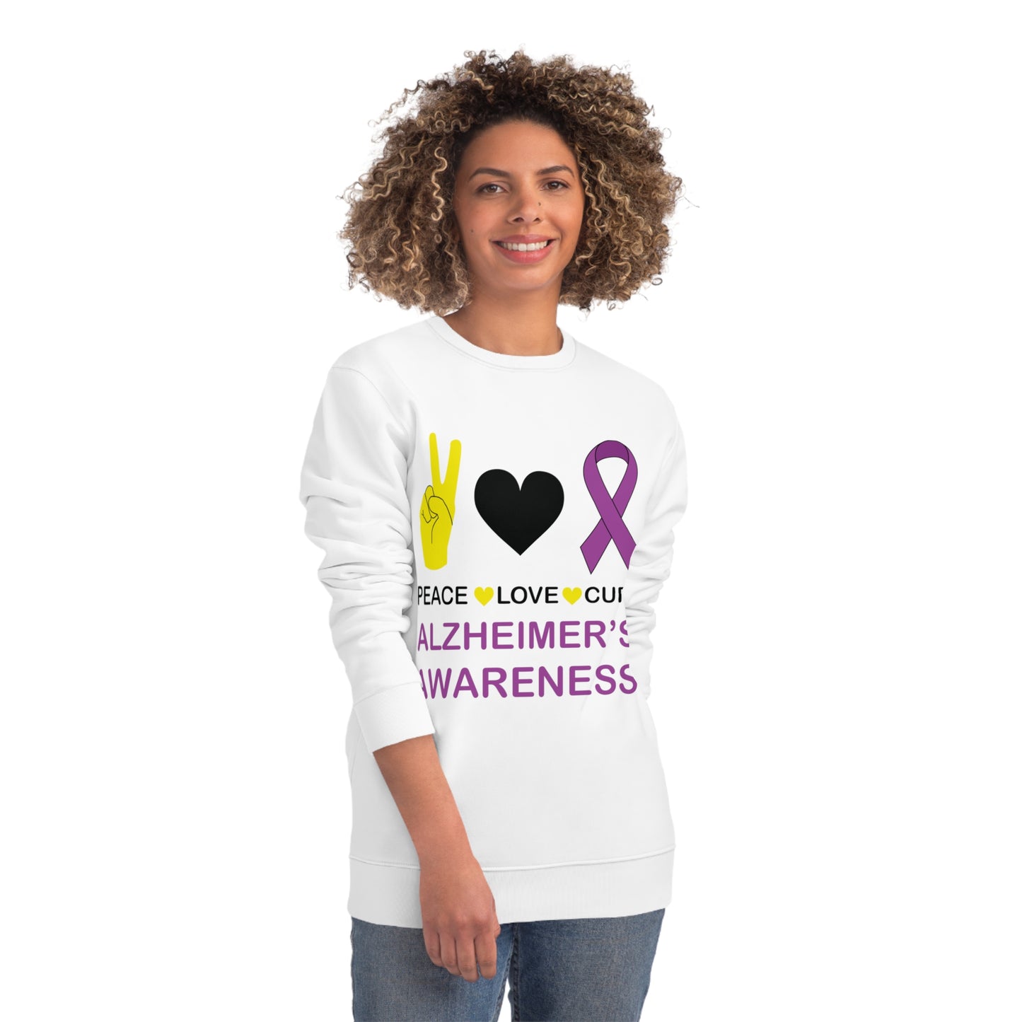 Peace Love Cure - Alzheimer's, Unisex Organic Sweatshirt, Printed