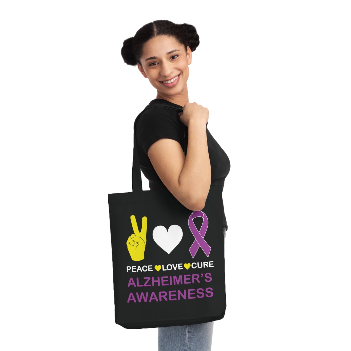 Peace Love Cure - Alzheimer's, Organic Tote, Printed