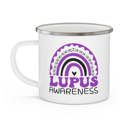 Lupus Big Awareness Rainbow | Lead-free Enamel Camping Mug (12oz)