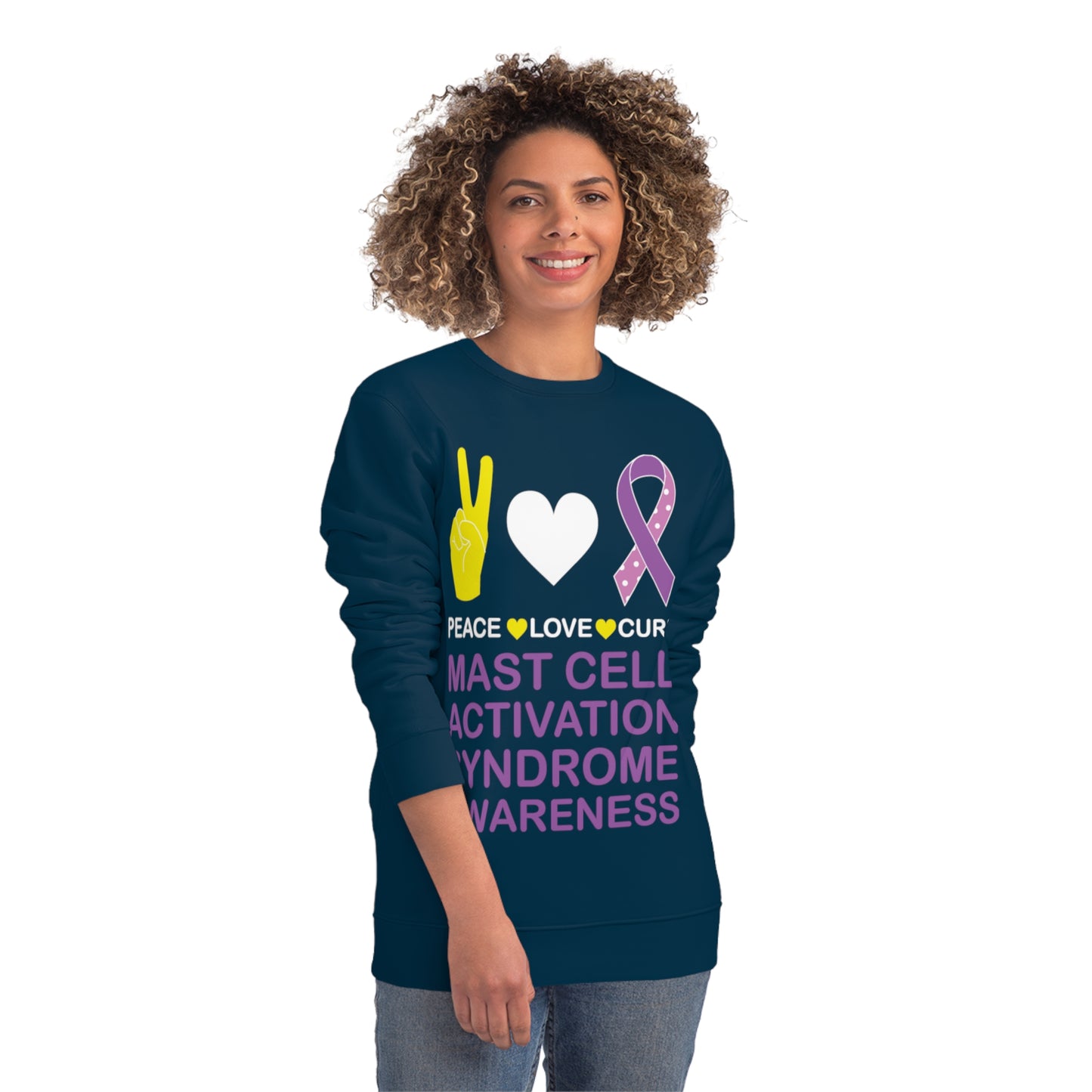 Peace Love Cure - Mast Cell Activation Syndrome, Unisex Organic Sweatshirt, Printed