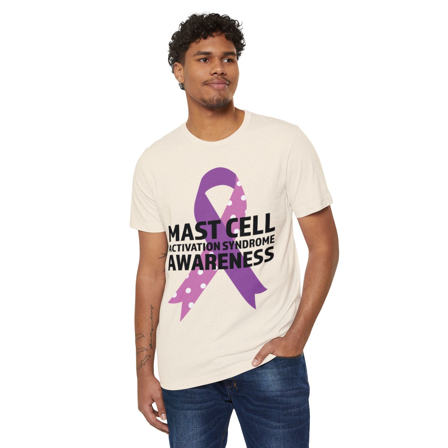 Awareness Ribbon - Mast Cell Activation Syndrome, Unisex Organic Cotton T-shirt, Printed