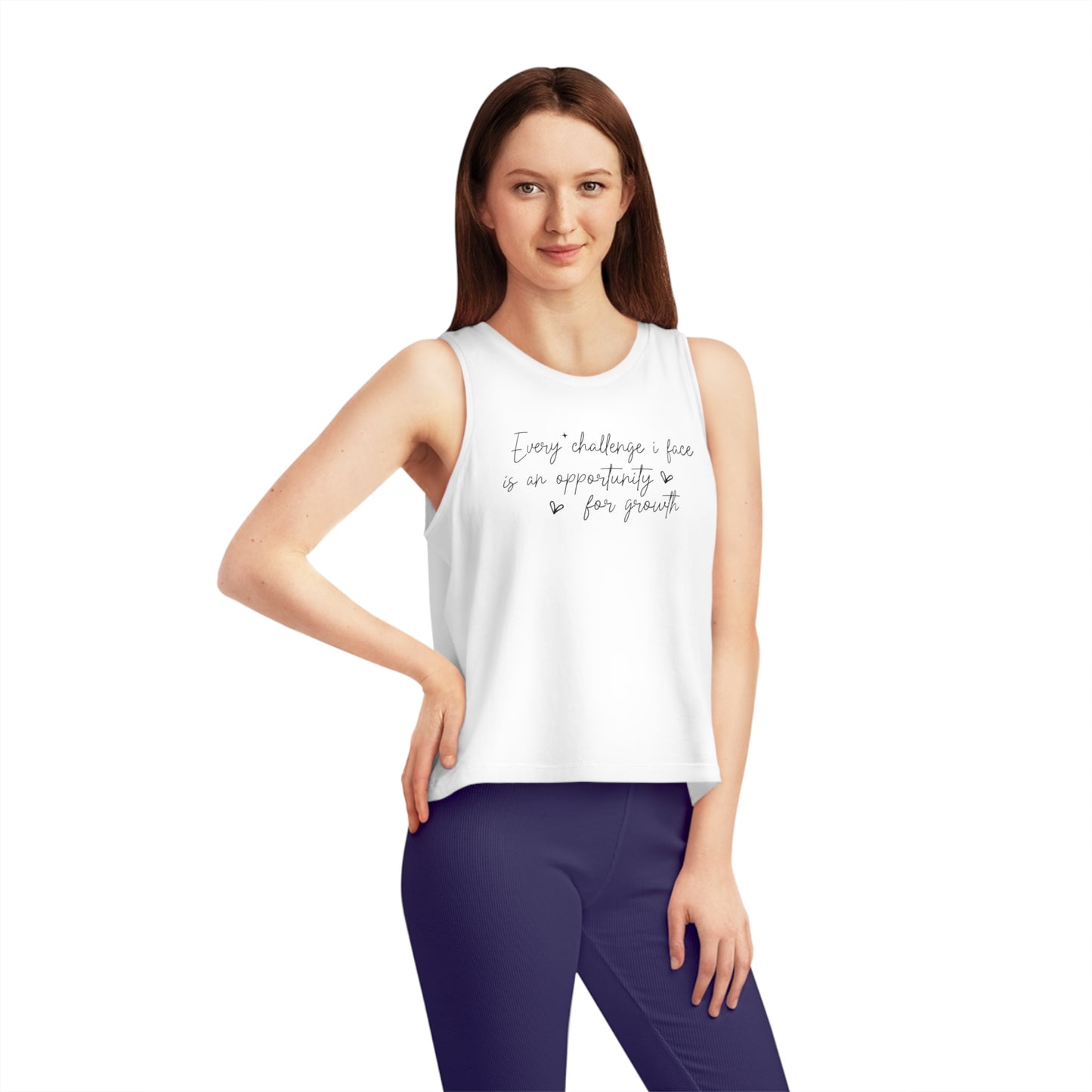 Every Challenge I Face, Women's Dancer Cropped Tank Top, Printed