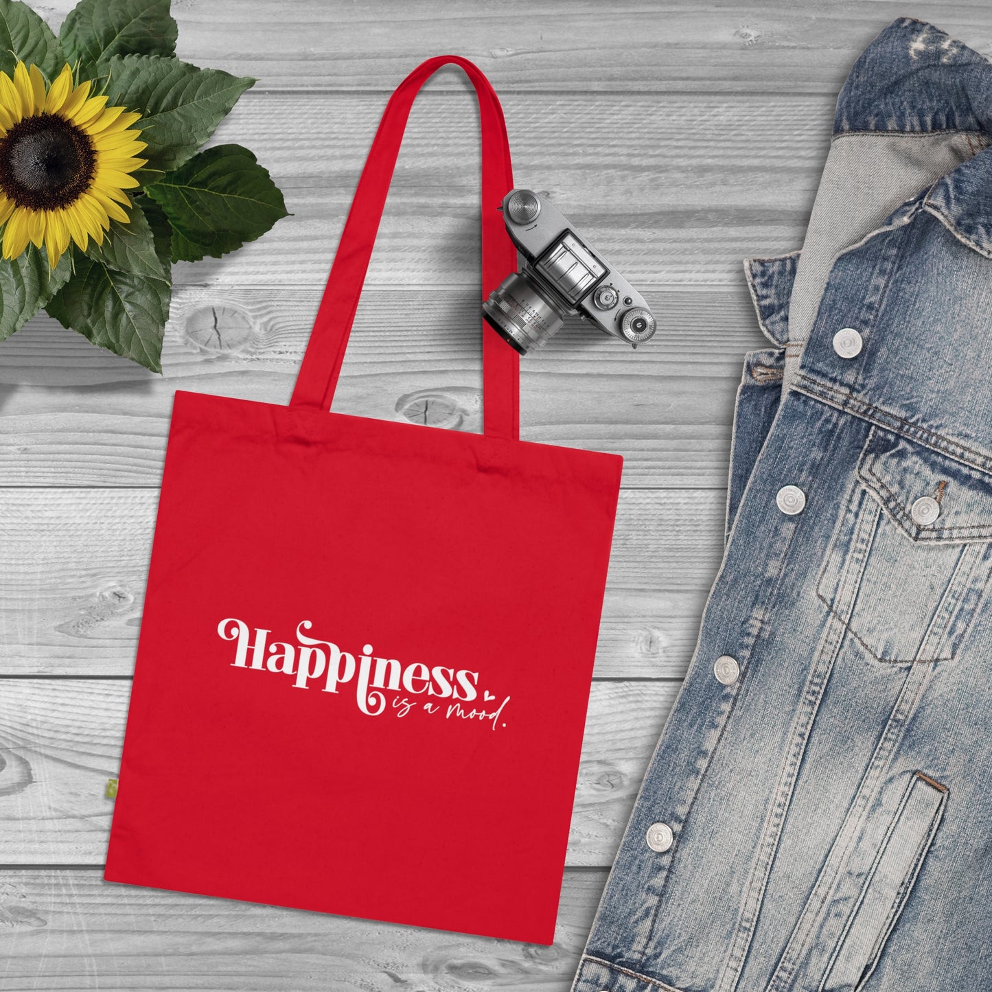 Happiness is a Mood, Organic Tote (Colorful), Printed